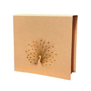 Χειροποίητο κουτί ροζ-χρυσό με παγώνι