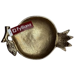 Διακοσμητικό χρυσό δισκάκι ρόδι - Fylliana