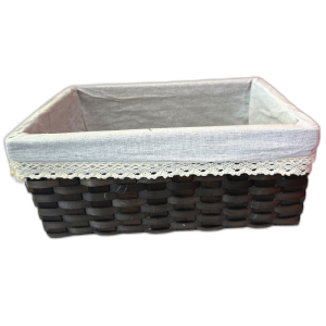 Ψάθινο Μαύρο Καλάθι Με Επένδυση 3Μεγέθη/1Φιάλη-2Φιάλες-3Φιάλες