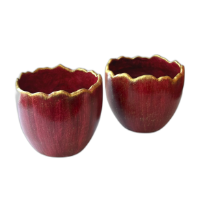 Χειροποίητο Κόκκινο Κηροπήγιο Με Χρυσές Λεπτομέρειες - Νικηφορίδη