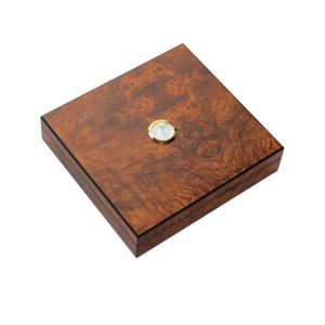 Ξύλινη Βιτρίνα - Υγραντήρας Πούρων με Υγρασιόμετρο Καφέ για 20 Πούρα